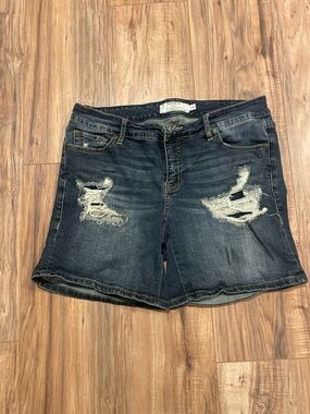 Torrid Dark Wash Distressed Denim Shorts